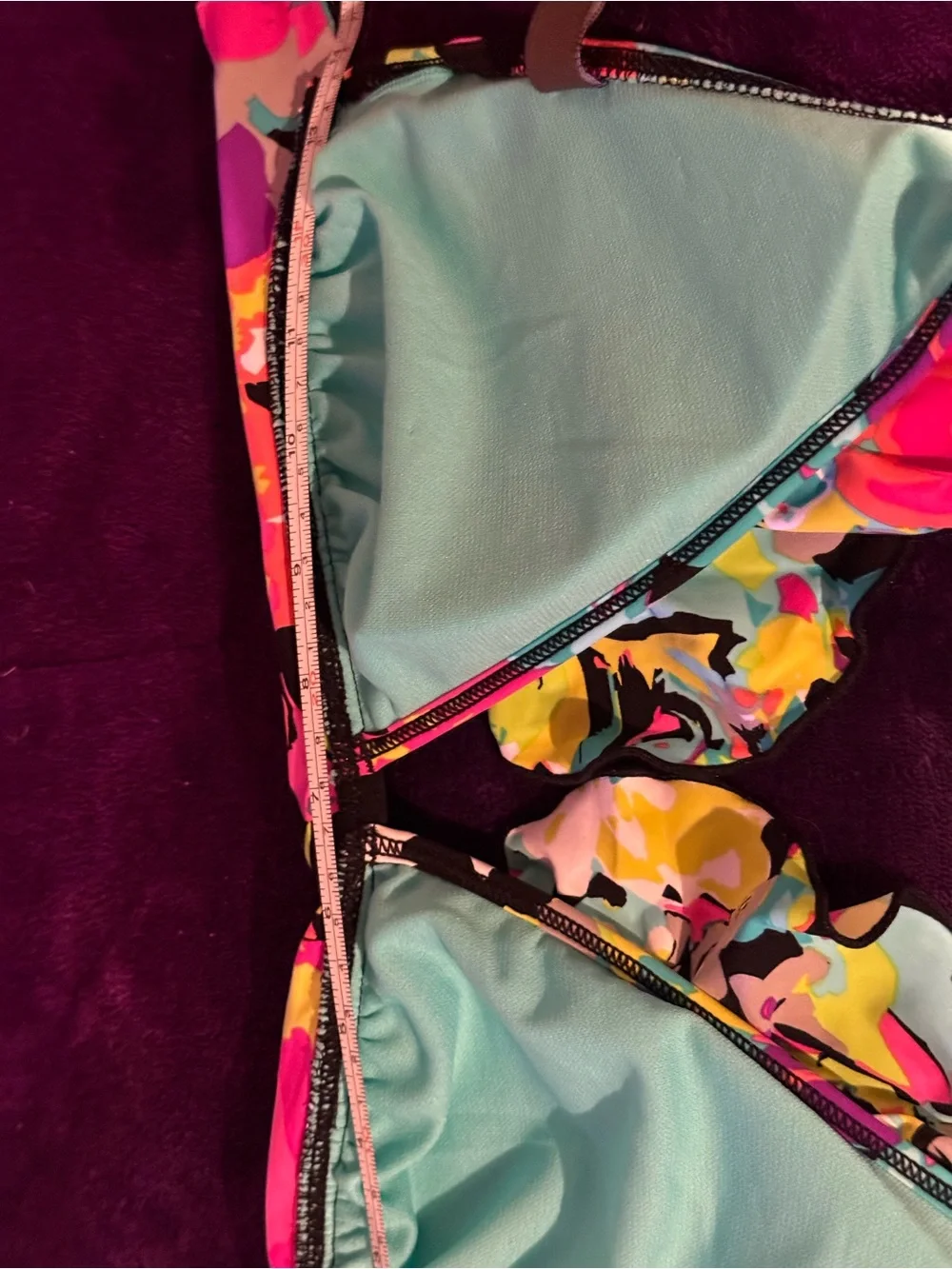 Kenneth Cole Reaction Teal Swimwear with Multicolor Trim - Picture 8 of 9